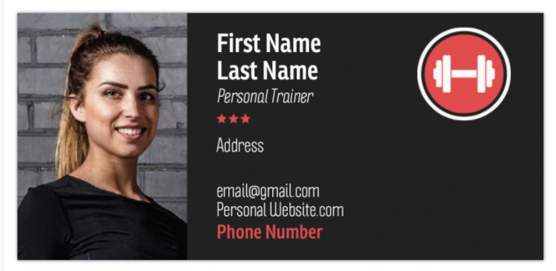 Personal Trainer business card photos