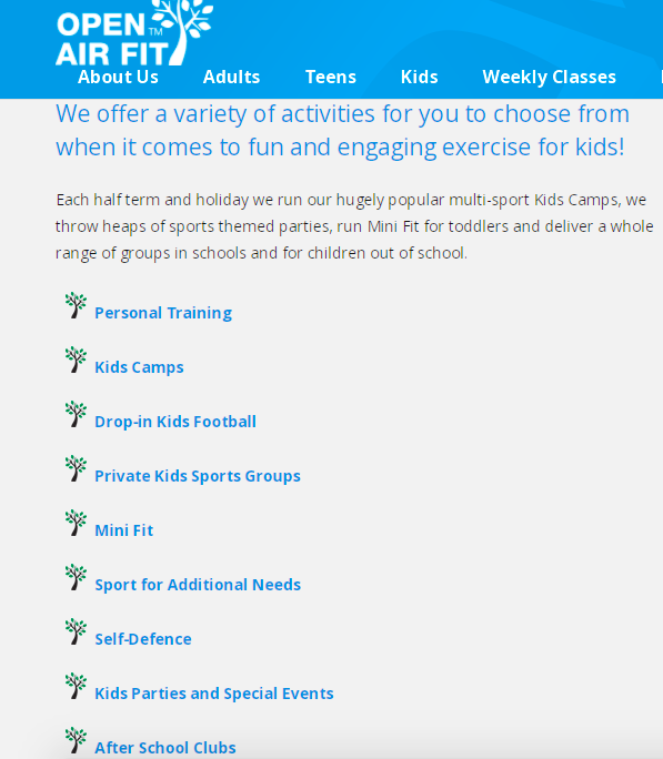 openairfit personal trainer specialities image