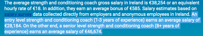 S&C salary fitness instructing specialities image