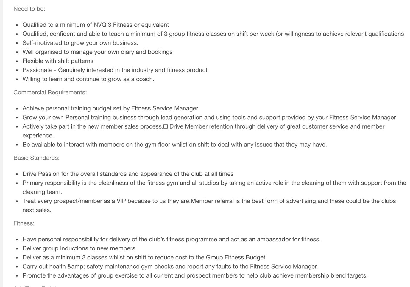 personal trainer cv example