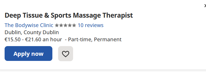 irish job sports massage therapist job description image