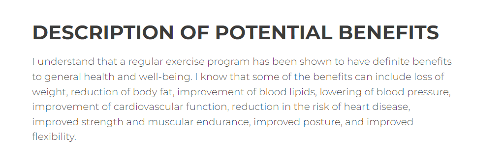 informed consent definition personal training benefits