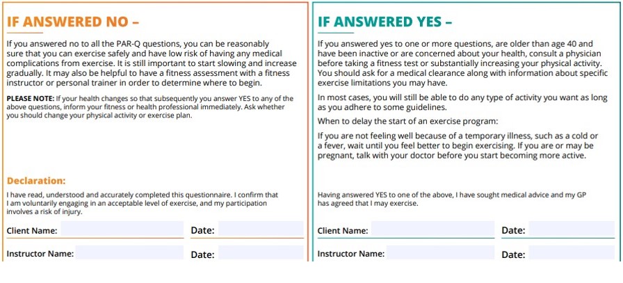 explain how and when personal trainers should refer clients to another professional following PAR-Q