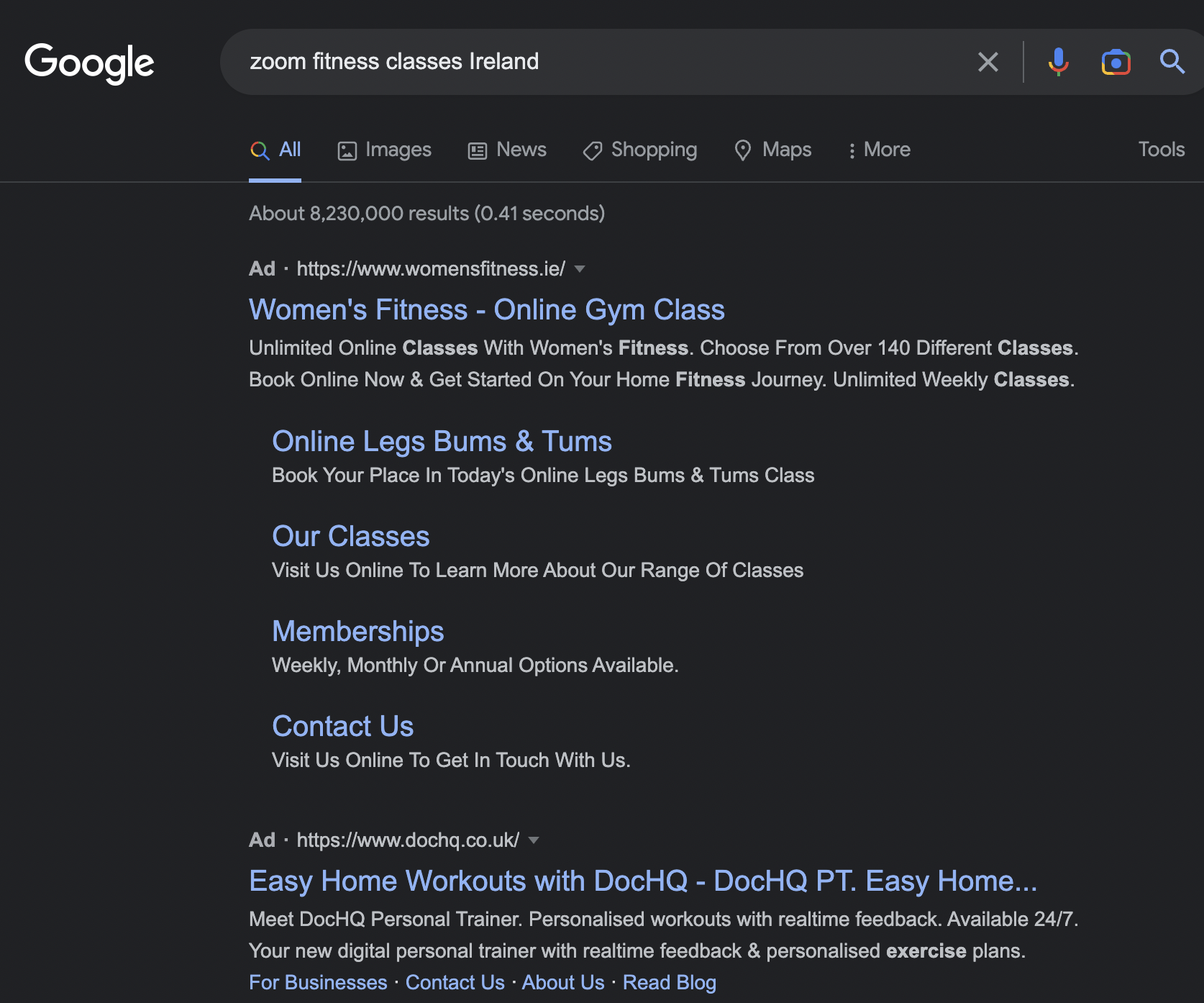 google ad how to use zoom for fitness classes image