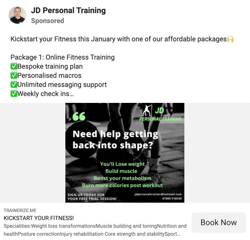 jd personal trainer online marketing
