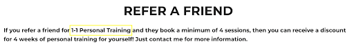 online personal trainer marketing refer a friend