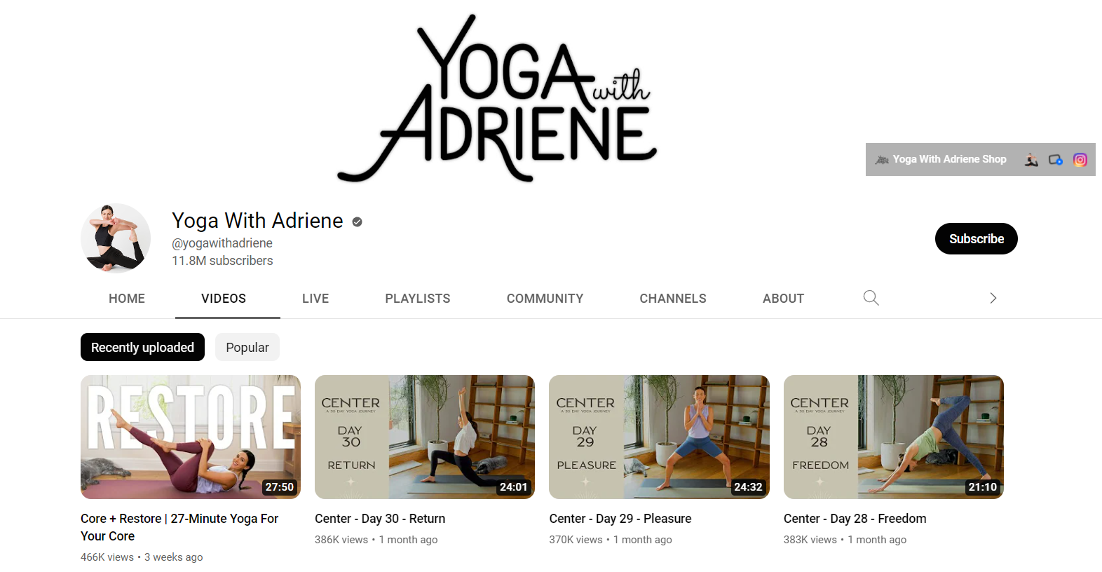 Youtube Yoga personal training challenge for clients