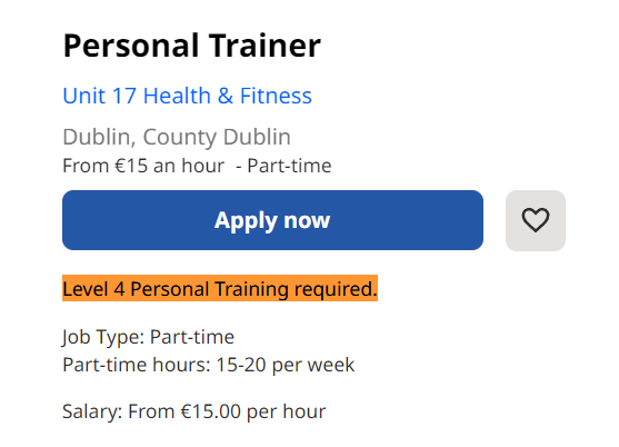 Ireland Difference between personal trainer and fitness instructor