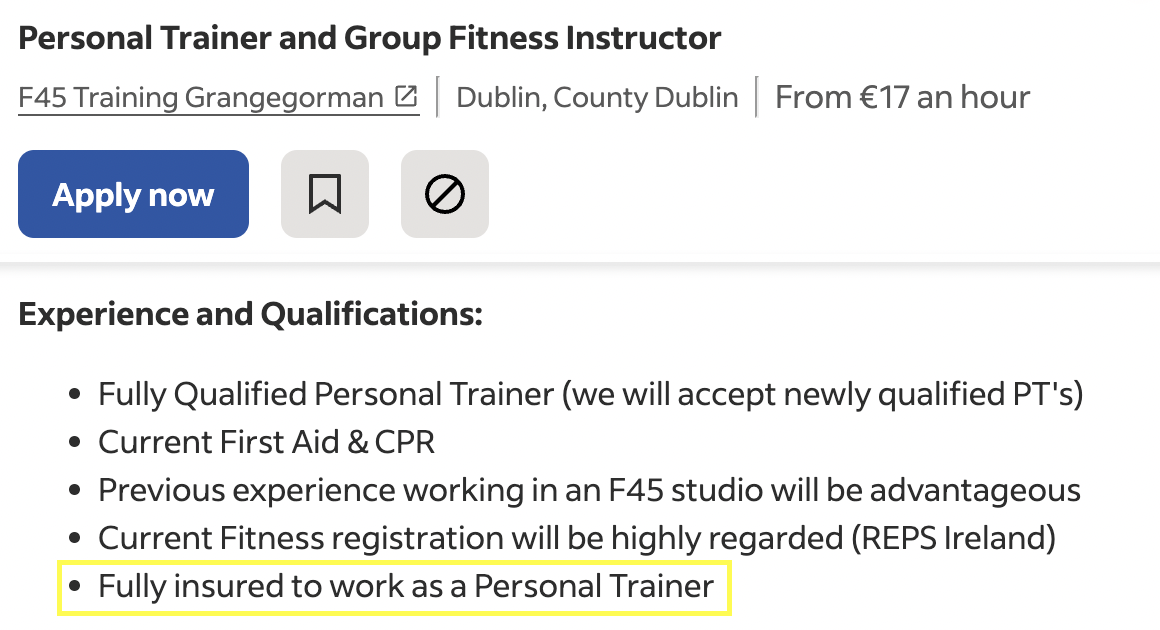 PT & Group Fitness Instructor Insurance