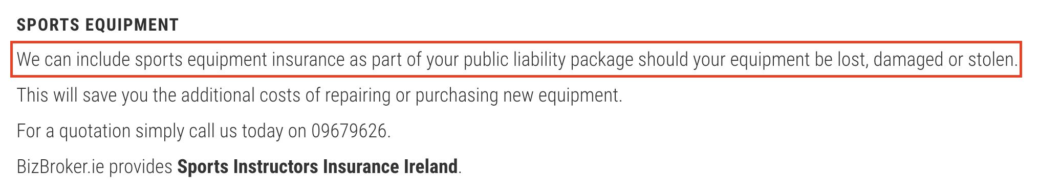 Sports Equipment Personal Trainer Insurance