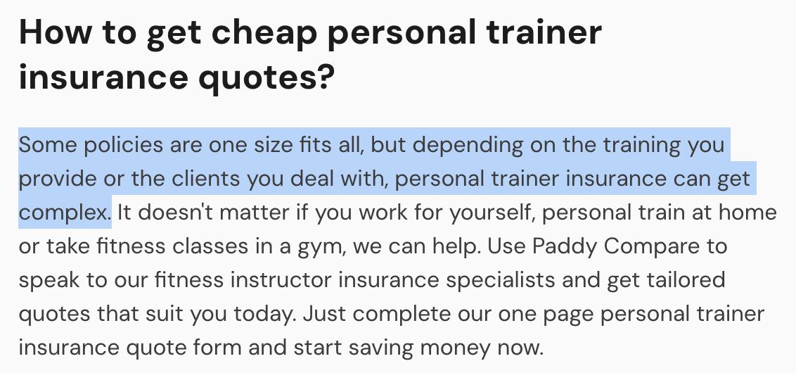 Paddy Compare Personal Trainer Insurance