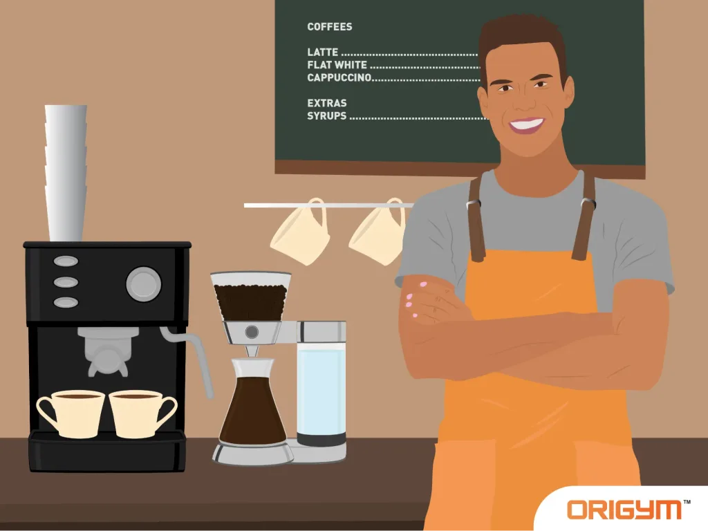 Young-person-standing-behind-a-coffee-machine-a-classic-hospitality-job-for-16-year-olds
