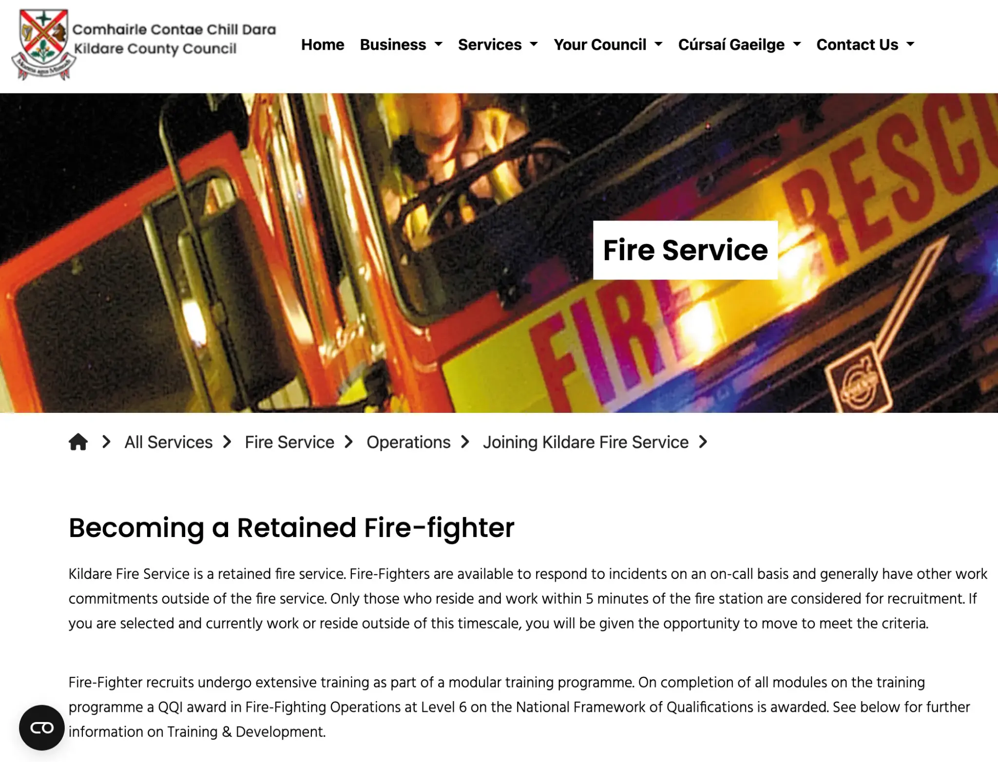 Kildare course to become a firefighter a job with a high salary without a degree