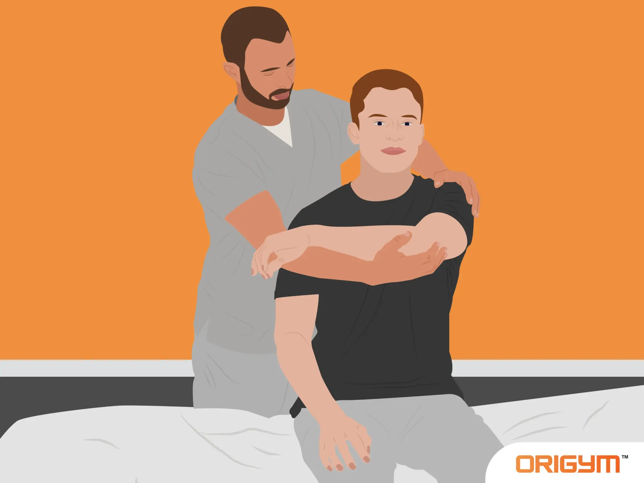 Graphic of a Male Sports Massage Therapist Massaging a Client