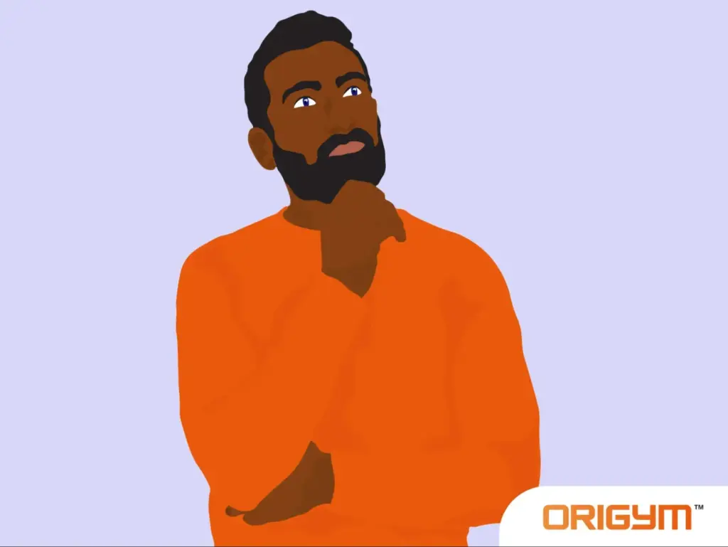 Graphic of Man Thinking With his Hand Under his Chin