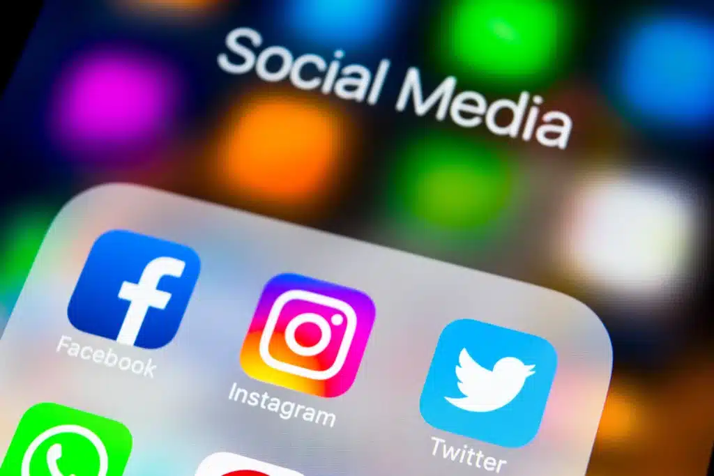 Close Up Image of a Social Media Folder on an iPhone