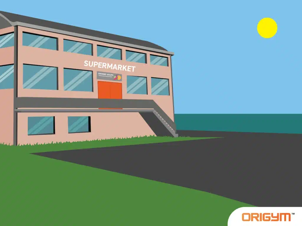 Graphic of a Supermarket on a Sunny Day