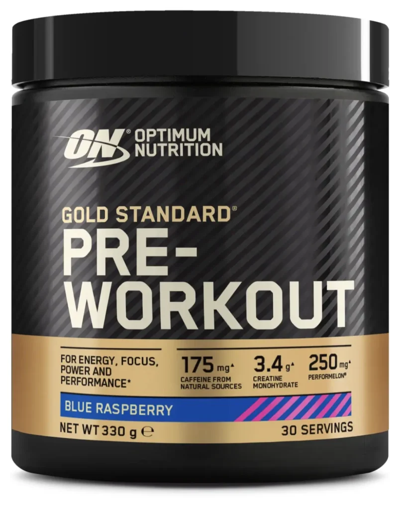 Screenshot of a Tub of Optimum Nutrition Gold Standard Pre-Workout Supplement