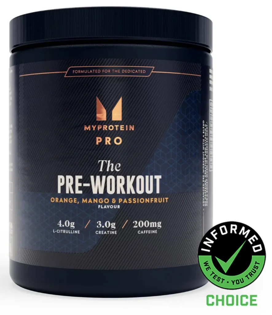 Screenshot of a Tub of MyProtein Pro The Pre-Workout Supplement