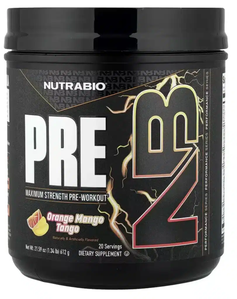 Screenshot of a Tub of NutraBio Pre-Workout Supplement