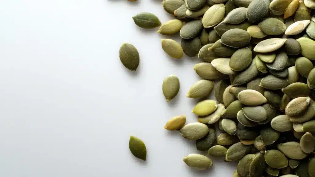 Close Up Image of a Pile of Green Pumpkin Seeds